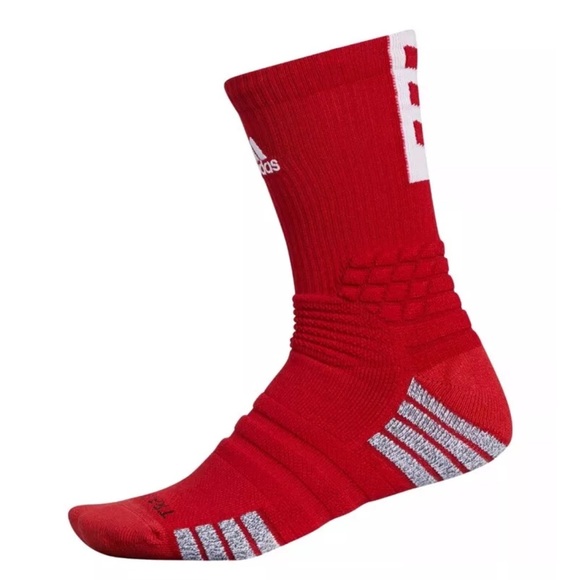 Adidas Creator 365 Basketball Crew Socks 1 Pair Men 12-16 Red w/ White Logo NEW - Picture 3 of 11